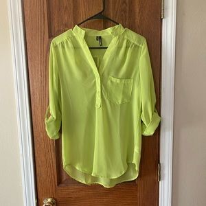 Lime green sheer blouse